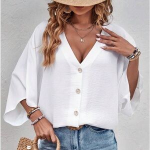 NWOT - SHEIN deep V button top (L)